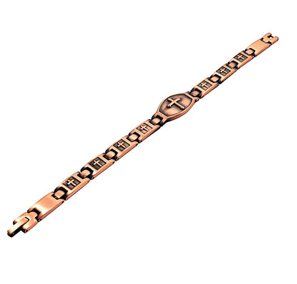 Link Copper Cross Adjustable Magnetic Bracelet