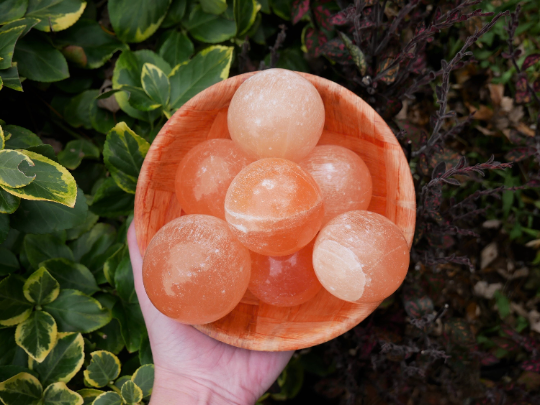 Peach Selenite Spheres