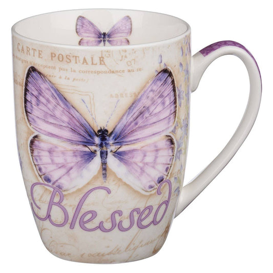 Mug Purple Butterfly Blessed Jer. 17:7