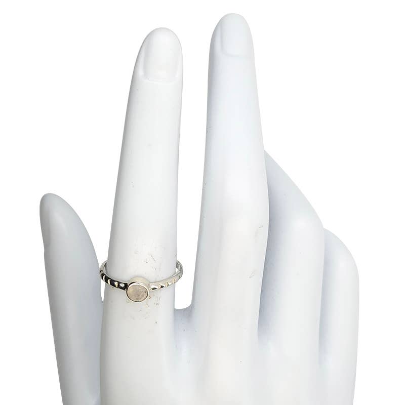 Faceted Moonstone Sterling Silver Ring: 7
