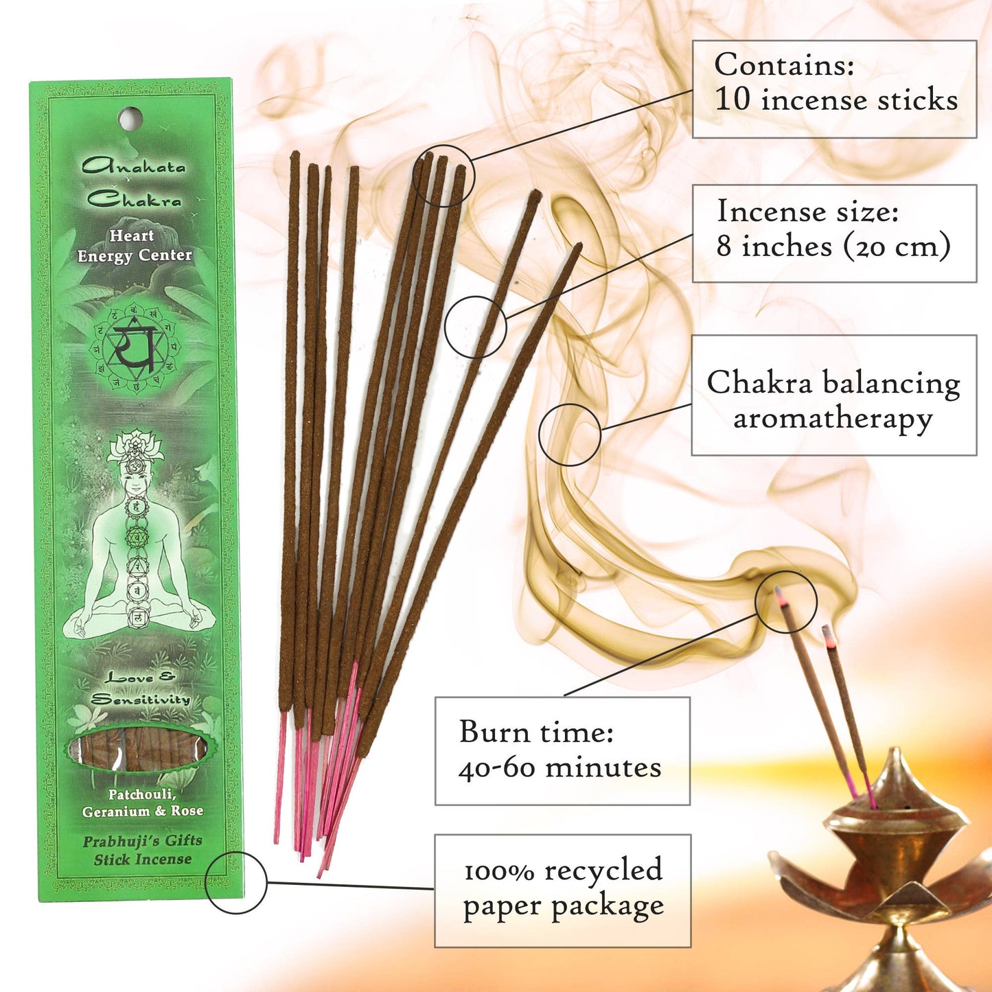 Incense Sticks Heart Chakra Anahata - Love and Sensitivity