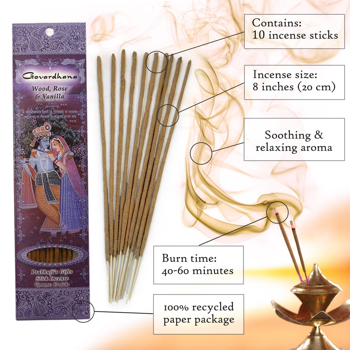 Incense Sticks Govardhana - Loban and Coconut