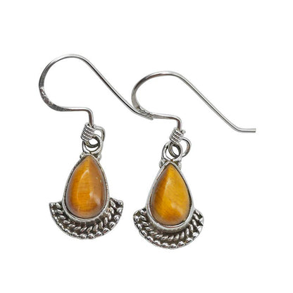 Tiger Eye Sterling Silver Earrings on Hooks