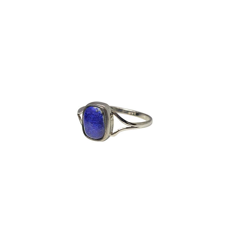 Lapis Stone Sterling Silver Ring: 8