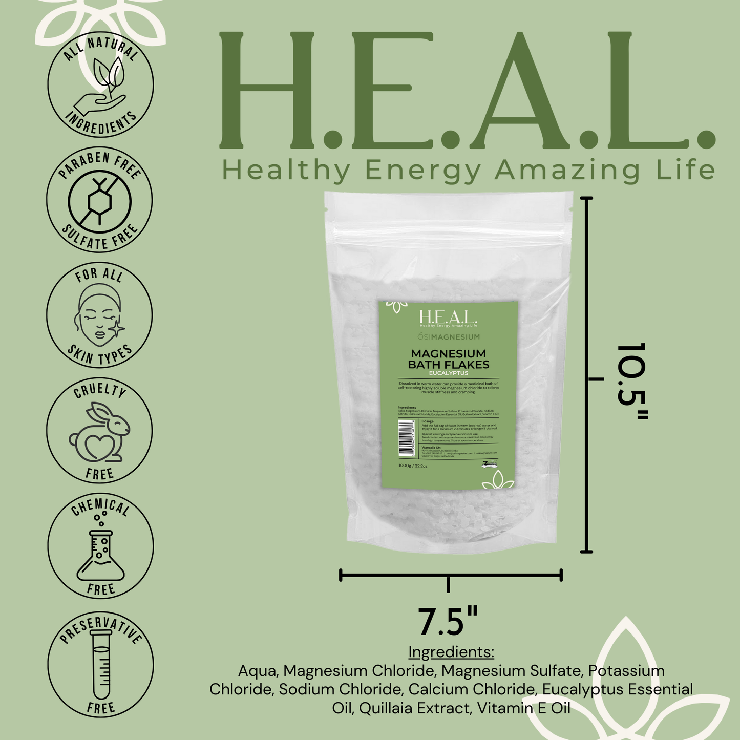 ŐSIMAGNESIUM Bath Flakes with Eucalyptus Essential Oil