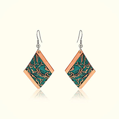 F 48 Turquoise color irregular hammered look Copper Earrings