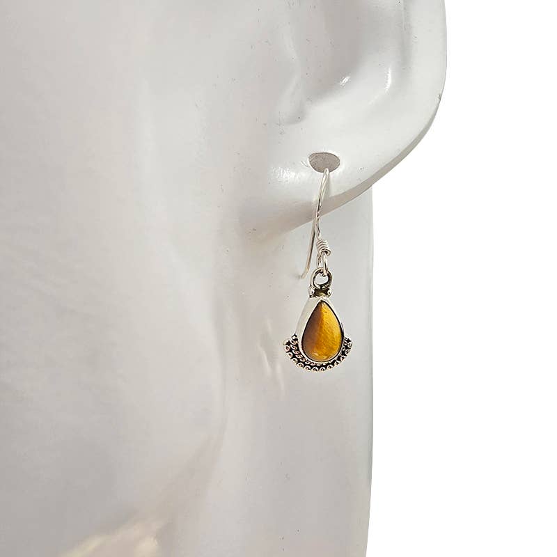 Tiger Eye Sterling Silver Earrings on Hooks