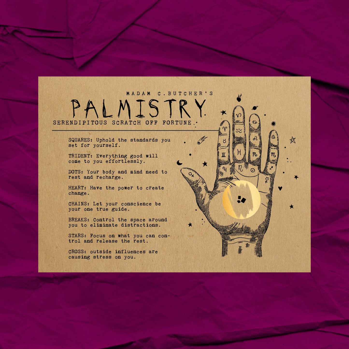 Palmistry Scratch Off Fortune Card