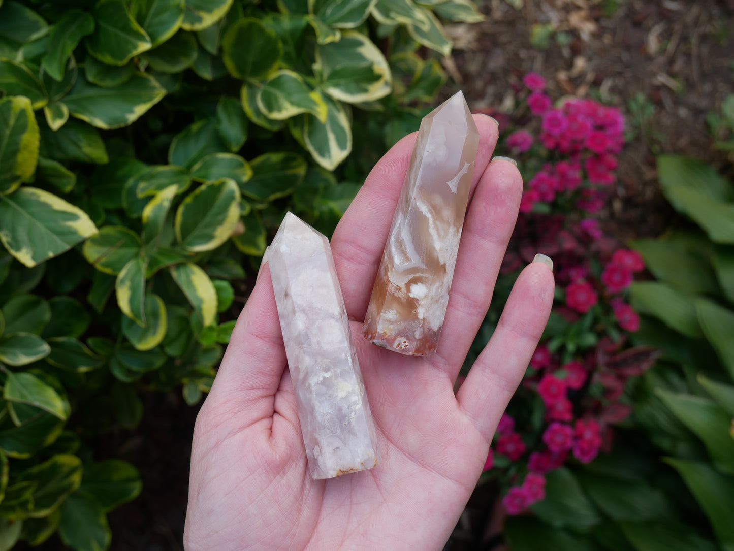 Flower Agate Crystal Tower Points