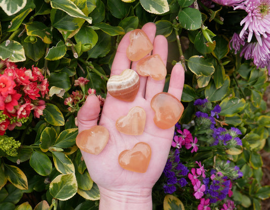 Honey Calcite Hearts